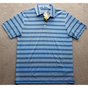 PUMA UPF 40 Golf Performance Polo Shirt Mens M Multi Striped Collared Popover